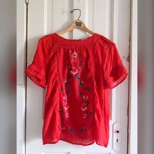 Red Embroidered Umgee Top